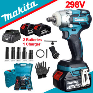 Makita Impact Wrench Heavy Duty Japan Original Electric Wrench With Charger Impact Drill Full Set For Motorcycle With Hammer Cordless Drill Brushless 2 Battery Power Tools Set Rechargeable