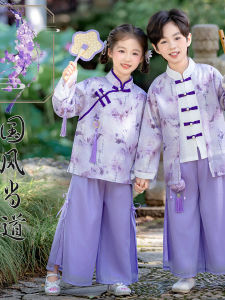 MPW | ชุดการแสดงสไตล์จีนใหม่สำหรับเด็กชายและเด็กหญิง ชุดสองชิ้น ชุดการแสดงฤดูใบไม้ร่วง ชุดการแสดงแบบจีนโบราณ