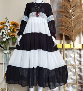 Bisa cod gamis wanita midi dress ceruty kombi ld 106