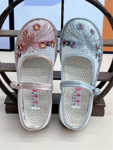 New Summer Chinese Style Embroidered Womens Flat Shoes Comfortable Ethnic National Traditional Beijing Cloth Shoes Cotton Lined