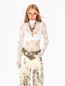 Áo Lưới Lót Cổ Cao Tay Dài Ôm Vừa Vặn Phong Cách Đường Phố Mùa Đông Màu Trơn Không Dây Gợi Cảm Jazz Bé Gái Áo Lót Nữ