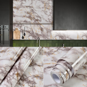 Marble Kitchen Oil-Proof Film Stove Waterproof and Oil-Proof Self-Adhesive Wallpaper Countertop Cabinet Renovation Tile Sticker
