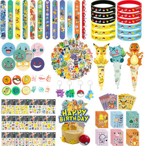 Beast Kingdom | Pokemon Pikachu Birthday Party Favors Gifts Slap Bracelets Stamps Tattoos Stickers Goodie Bag Fillers Party Supplies Decoration