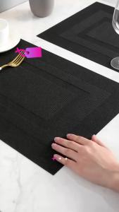 6pcs Black Heat Resistant Non-Slip Placemats for Dining Table Washable Durable Vinyl Woven Place Mat PVC Table Mats Sets