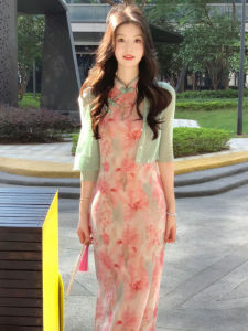 CHANGTONG | Knitted Traditional Chinese Style Print Dress