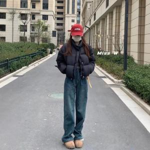 Womens Short down Cotton Jacket Loose Fit Thickened Korean Style Winter Clothes Bread Small Size Premium Feeling