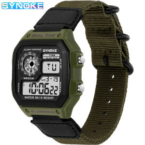 【Ready Stock】 SYNOKE Mens Watch Nylon Strap Luxury Fashion Waterproof Sport Watch Digital Watches For Men and Women Watches