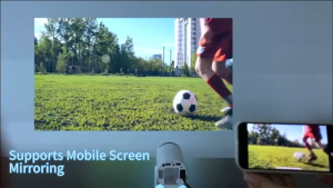 ANYTROX Máy chiếu mini 8000 lumen màn hình HD 130 inch kết nối Wi-Fi và Bluetooth kép hỗ trợ YouTube/TikTok/Netflix và có tích hợp Google Play Store.