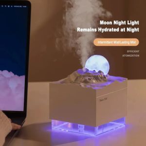 Monsoon Moon Humidifier 300ml USB Cool Mist with 7-Color Mood Light Quiet for AC Room Gift Set with Essential Oils