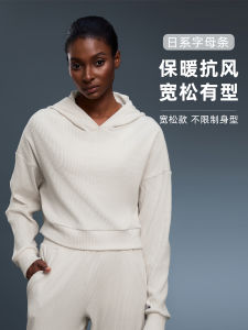 Winter New Lazy Style Loose Slimming Hoodie Womens Solid Color Versatile Short Commute Sports Casual Top Warm Windproof