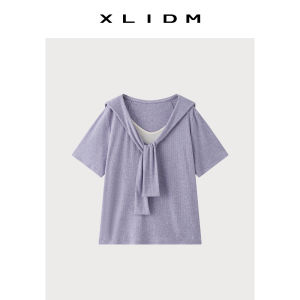 Plus Size Two-Piece Illusion Shoulder Pad V-Neck T-Shirt