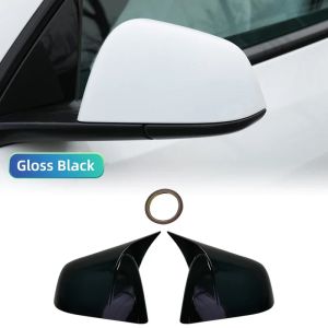 2pcs For Tesla Model Y 2019-2023 Carbon Fiber Car Rearview Side Mirror Cover Sticker Wing Cap Exterior Door Rear View Case Trim