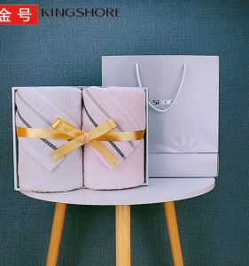 Pure Cotton Thickened Towels Gift Box Set of Two Business Meetings Wedding Birthday Company Group Logo Embroidery Home Textiles