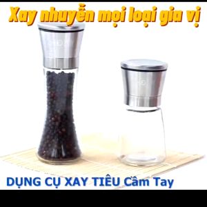 Cối lọ xay hạt tiêu thủy tinh nắp inox