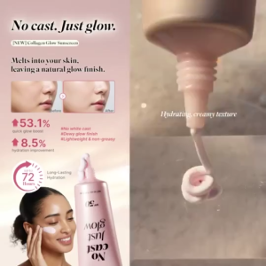 Medicube Collagen Glow Sunscreen SPF50 No White Cast Moisturizing Facial Sun Cream Collagen Infused Dewy Radiant Finish Lightweight Daily Broad Spectrum UV Protection Skin Care 50ml