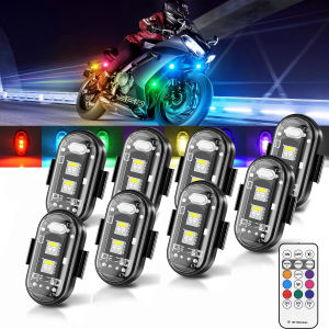2/4/6/8 pcs LED Aircraft Strobe Lights Remote Control 8 Colors Anti-Collision LED Lights for Car Motorcycle Drone Aircraft Bike