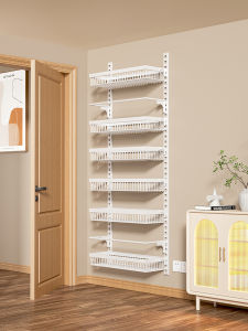 ชั้นวางกระเป๋าหนัง จัดระเบียบ แสดง เก็บของ ติดผนัง ชั้นวางของแบบแขวน ช่องว่างประตู ชั้นวางของในครัวแบบเรียบง่ายและทันสมัย