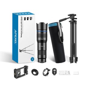 apexel | APEXEL HD Metal 20-40x Zoom Telescope Telephoto Lens Phone Camera Lens With Extendable Tripod for Samsung iPhone All Smartphones