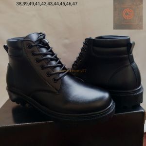 SEPATU PDH PRIA DINAS KERJA HARIAN KANTORAN POLISI TNI SECURITY SATPAM PASKIBRA KULIAH GURU PESTA BASIC HITAM MENGKILAP