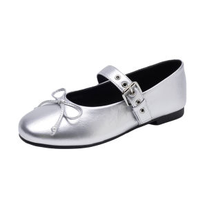 Josiny | Silver Bow Mary Jane Shoes