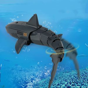 2.4G Remote Control Shark Toy High Simulation Shark Shark for Swimming Pool Bathroom Great Gift RC Boat Toys for 5+ Year Old Boys and Girls (Black)