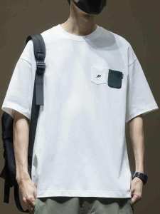 Heavyweight Xinjiang Cotton Short Sleeve T-Shirt Mens Summer Loose Casual Brand Pocket Leisure Half Sleeve Top Male