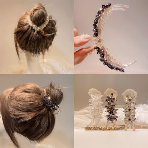 Korean-style Ball Clip Hair Accessories for Women Japanese-style Crystal Flower Embellishments Fashionable Hair Grips