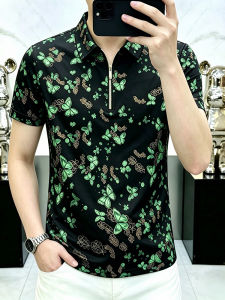 Kawadu | Short Sleeve Zipper Colorful Print Stylish Breathable Versatile Mens Shirt