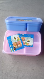 Lunch box 4 sekat New Cornelius kotak bekal anak sekolah wadah plastik PP foodgrade