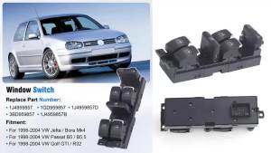 For VW Golf 4 Jetta MK4 Bora Beetle Passat B5 Plastic Black 12V Window Control Switch 1J4959857 3BD959857 1J4959857D 1J4959857C