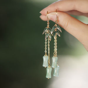 Mo Xiao Mo Original Design Chinese Style Earrings for Women with High Quality Bamboo Tassel Long Elegant Hanfu Qipao Accessory