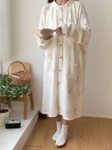 Pure Cotton Maternity Nightgown Thin Summer Style Nursing Sleep Dress for Pregnant Women Postpartum Hospital Delivery Gown