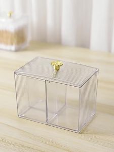Acrylic Cotton Pads Organizer Dispenser Cotton Buds Balls Organizer With Cover Buds Swab Container
