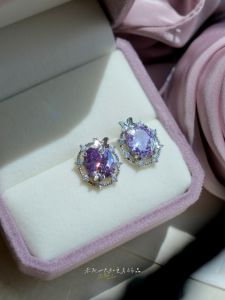 Provence Vintage Luxury Purple Egg Shape Zircon Elegant Ear Cuff No Piercing Required Fashionable Jewelry for Women