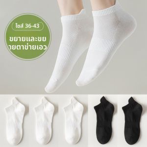 JINGCHI | ถุงเท้าเรือขนาดใหญ่สำหรับผู้หญิง ถุงเท้าตาข่ายระบายอากาศบาง ถุงเท้าสั้นแบบไม่หลุด ถุงเท้าผ้าฝ้ายระบายอากาศได้ดี