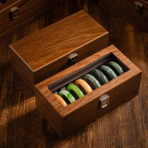 Walnut Wooden Bracelet Storage Box Home High End Gold Jade Bracelet Display Organizer Box for Emerald Bracelets Fashion Jewelry