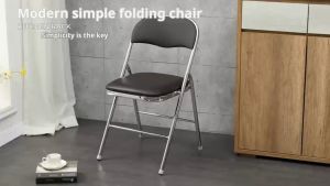 (No Installation Required) PU Leather Cushion Foldable Chair Study Dining Office Conference Furniture