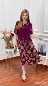 Daster Motif Bunga terbaru Midi dress kekinian Viral Busui friendly