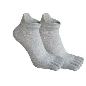Man Ankle Five Finger Socks Solid Cotton Mesh Sweat-Absorbing Breathable Deodorant Casual Soft Elastic Sport Fitness Toe Socks