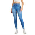 High Waist Denim Yoga Pants Women's Outdoor Fitness Simulation Jeans Tight Base Layer Nine Points Long Trousers Autumn Winter. 