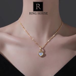 (Titan) Dây Chuyền Nữ Titan Trái Tim Hai Mặt Đen Trắng Đẹp