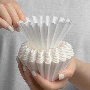 50Pcs Pour Over Coffee Filter Papers 50 Sheets Fits B75 Coffee Dripper & 1-2 Cups Wave Dripper Coffee Filter Papers
