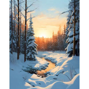 BILIBILI | Oil Painting By Numbers Snowy Mountain Sunset DIY Number Drawing Canvas Pictures By Numbers Home Decor Large Size