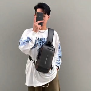 Multifunctional Password Lock Men Chest Bag Large‑Capacity Portable Commute Sling Bag Trendy Handbag Shoulder Crossbody Bag