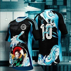 Bandai | Summer 2026 Ghost Slayer Jiro Tanjiros "Water Breath No. 10" Football Themed 3D Print Breathable T-shirt Adult Family Top