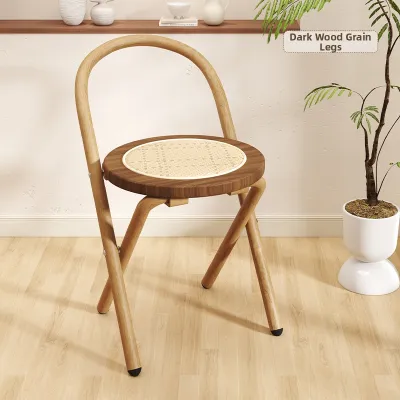 MU FENG ZHI NAN | Vintage Rattan Folding Dining Chair Small Households