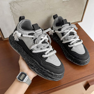 Winter Mens Leather Surface Sport Casual Board Shoes Youth Original Design Thick Bottom Trendy Shoes Daily Wear Low Top