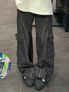 American Retro Paratrooper Workwear Pants Womens Wide Leg Straight Casual Thin Quick Dry Hip Hop Sports Pants