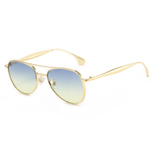 JN IMPRESSION Double-barrel mens metal-frame gradient color sunglasses with high-definition UV protection for the sun