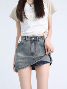 High Waist Denim Mini Skirt Pants Womens Summer New Small Size Spicy Girl Bodycon Half-length A-Line Skirt Trendy